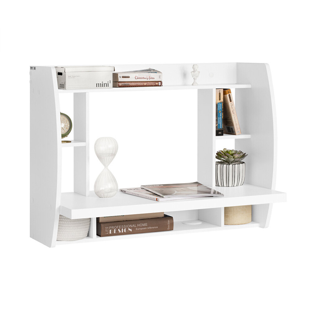 SoBuy FWT18-W Wall-Mounted Desk | Computer Desk With Storage Shelves