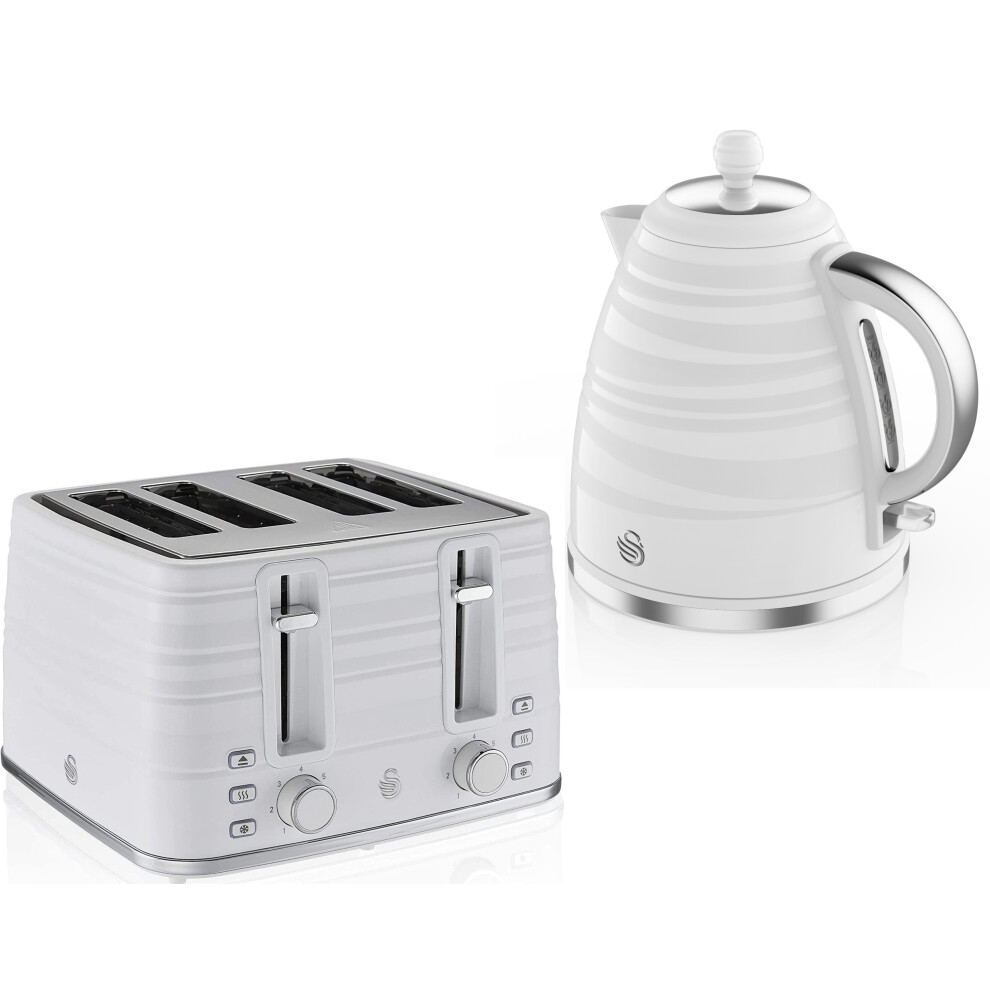 Swan Symphony White 3KW 1.7L Kettle & 4 Slice Toaster Matching Set