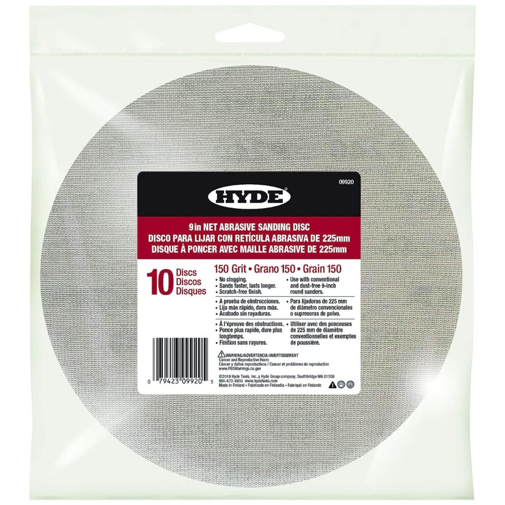 Hyde Net Abrasive Wall Sanding Discs 9" 150 Grit 10 Pack 079423099205