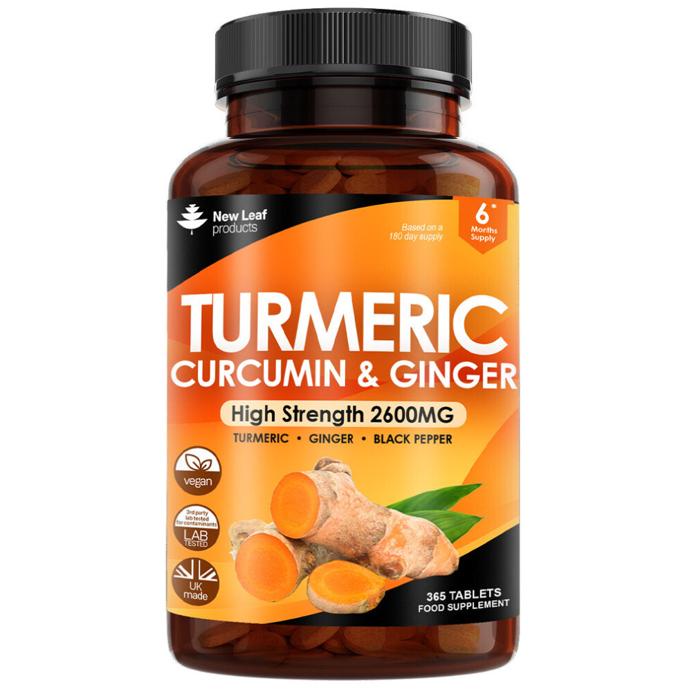 New Leaf Product Black Turmeric Tablets Ginger & Pepper 95% Curcumin (6 Months Supply)