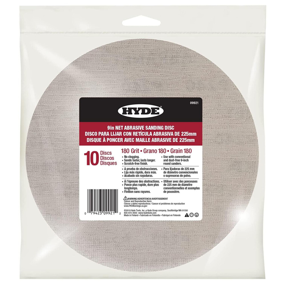 Hyde Net Abrasive Wall Sanding Discs 9" 180 Grit 10 Pack 079423099212