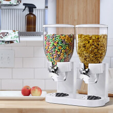 (White) Double Plastic Classic Dry Food Cereal Dispenser