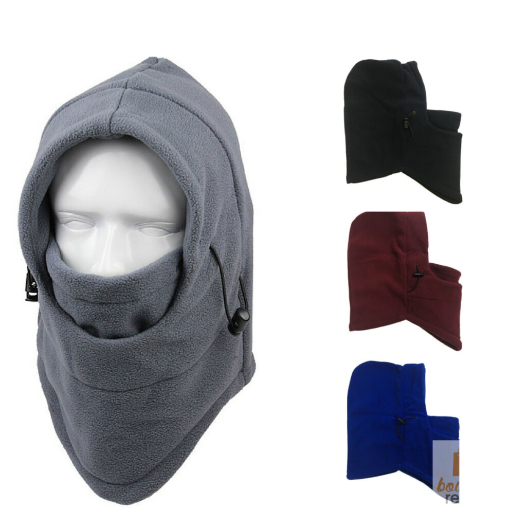 (Black) Thermal Fleece Balaclava Ski Snowboard Motorbike Face Mask Hood Hat Beanie Warm - Grey Black,Grey 746210898357