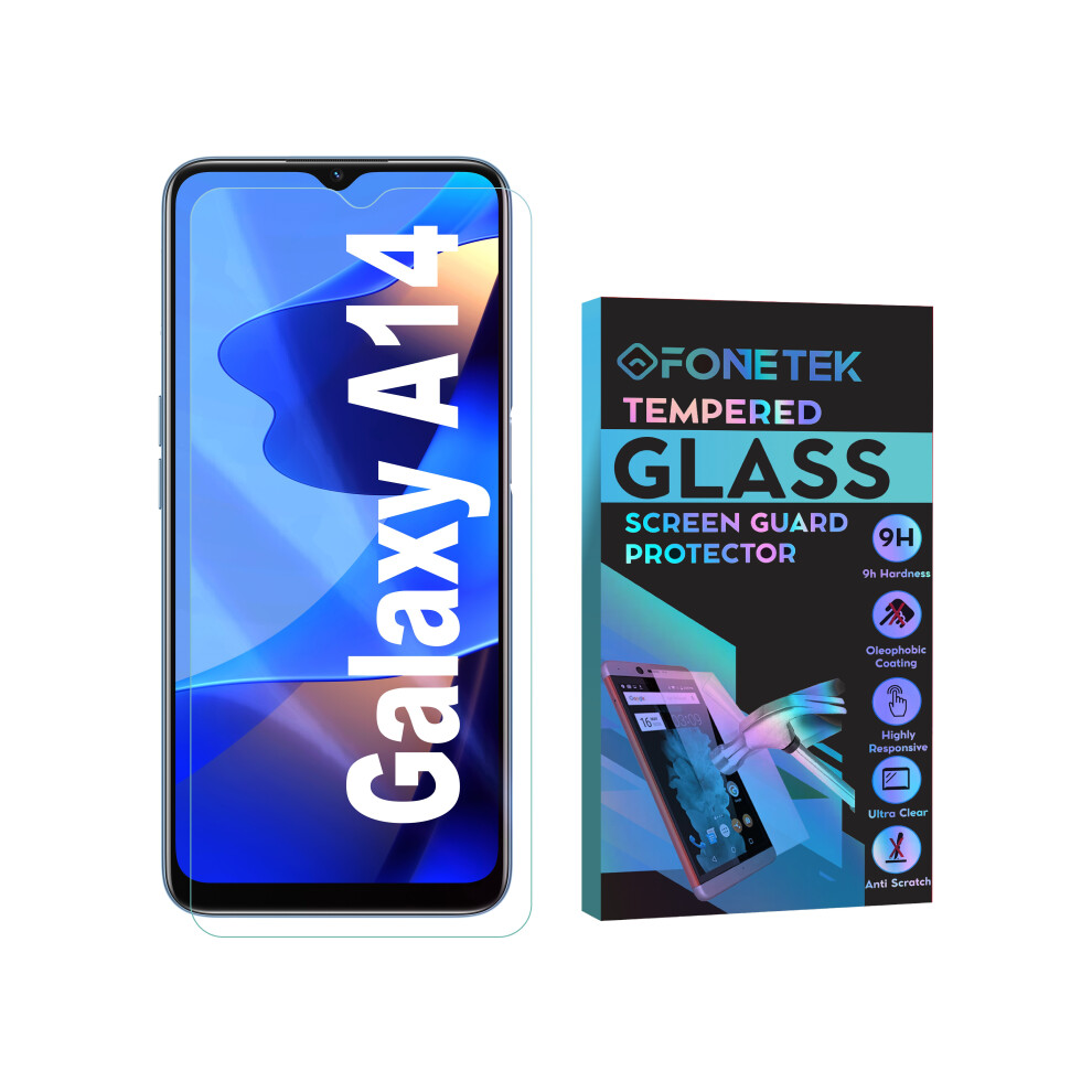 (1 PACK) Fonetek, For Samsung Galaxy A14, Screen Cover Protector Guard Tempered Glass