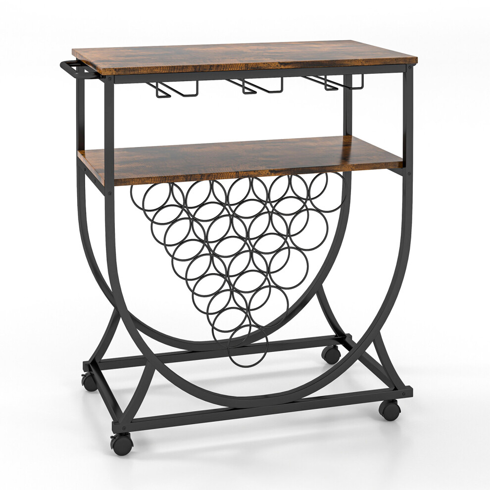 Industrial Bar Cart Serving Cart Rolling Drink Trolley 