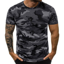 (Dark Gray, M) Mens Short Sleeve Camouflage T Shirt Tops Casual Camo Slim Fit Muscle Gym Tunic
