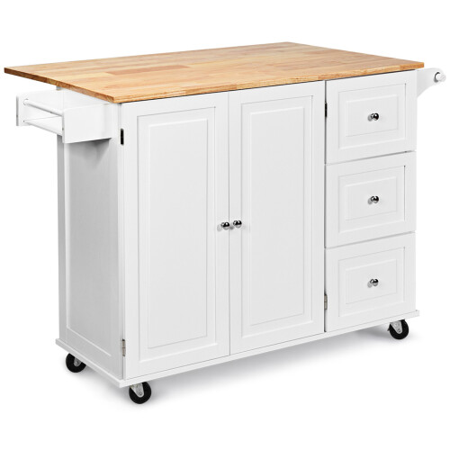 Costway Kitchen Cart Kitchen Island 3-Position Adjustable Shelves