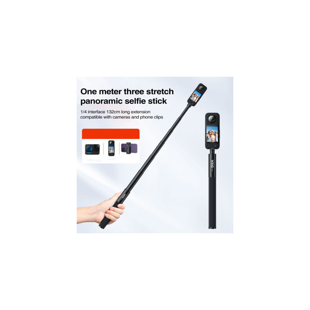130cm Action Camera Selfie Stick Telescopic Extension Pole for GoPro Insta360 