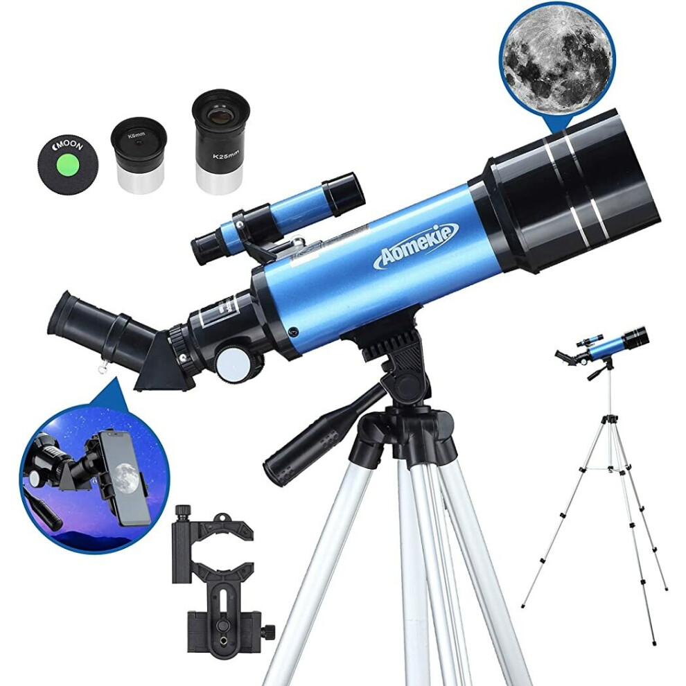 15-66X Astronomical Telescope Portable Kids Telescope Refractor Space Moon Watching for Beginners Gift with Adjustable Tripod Phone Adapter