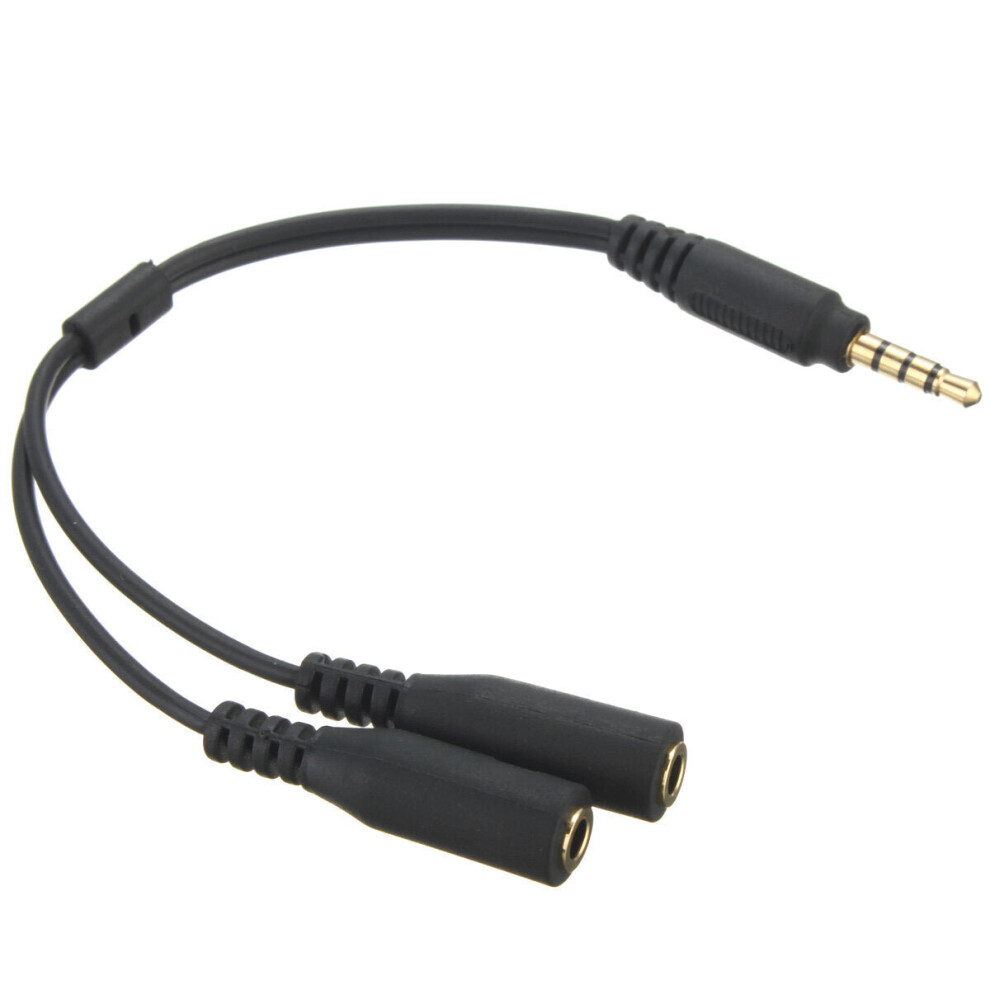 3.5MM 1 Male To 2 Dual Female Earphone Microphone Y Splitter Audio Cable Adapter