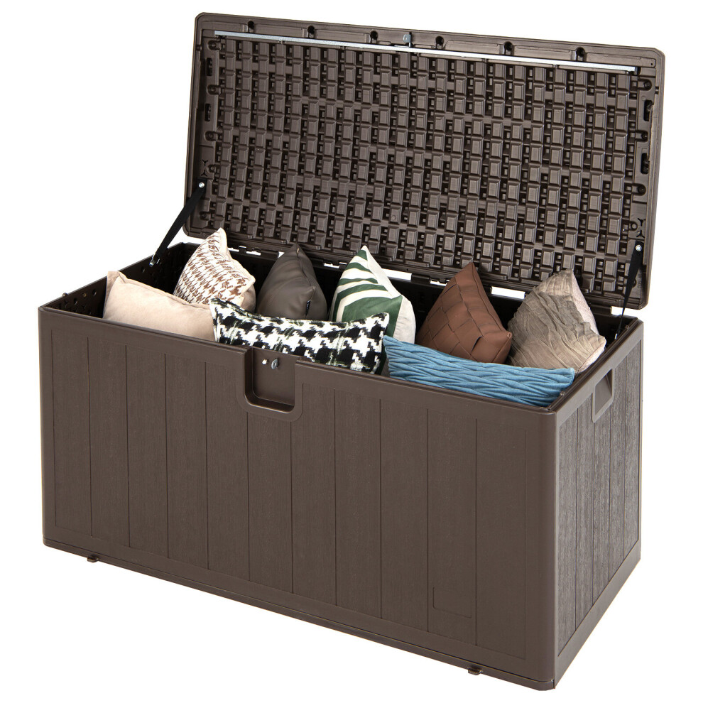 400L Patio Deck Box Weather Resistant Resin Storage Bin