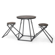 3-Piece Round Table and Stool Set Modern Table and Chairs Set for 2