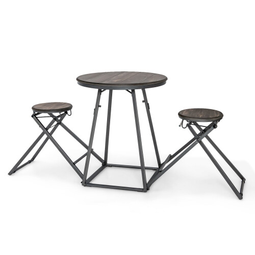 Costway 3-Piece Round Table and Stool Set Modern Table and Chairs Set for 2