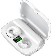 (White) Bone Conduction Headphones Bluetooth Headset Noise Canceling Sports Earbuds