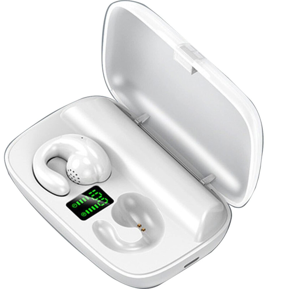 (White) Bone Conduction Headphones Bluetooth Headset Noise Canceling Sports Earbuds White 768582214771