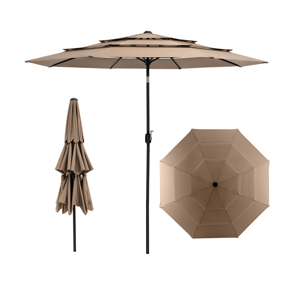 3-Tier Patio Umbrella Double Vented Umbrella Market Table Umbrella