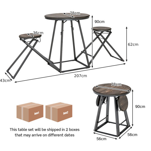 Costway 3-Piece Round Table and Stool Set Modern Table and Chairs Set for 2 1