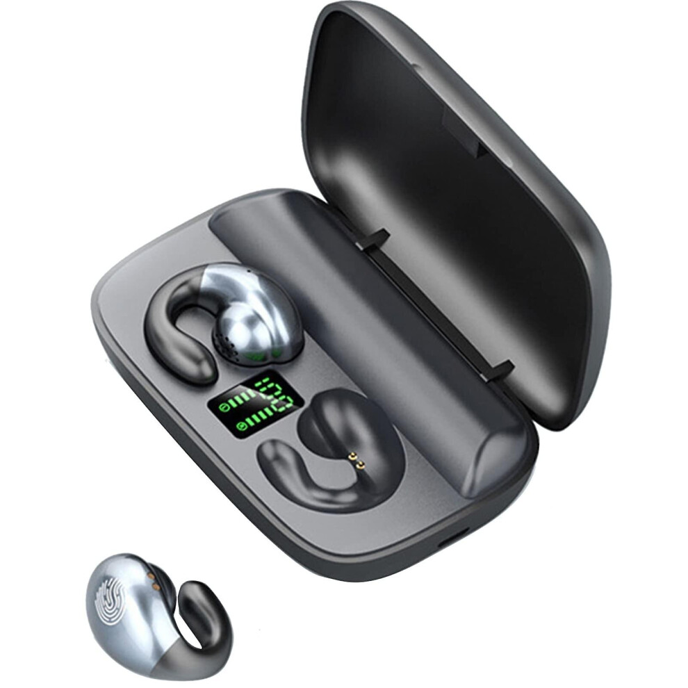 (Black) Bone Conduction Headphones Bluetooth Headset Noise Canceling Sports Earbuds Black 768582214801