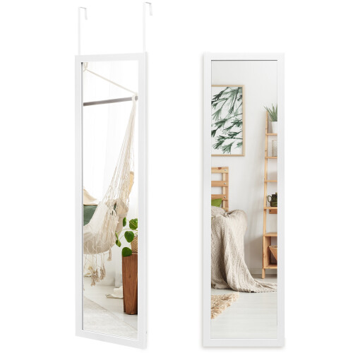 Costway Full Length Mirror Door Wall Mounted Dressing Mirror w/ Hanging Hooks