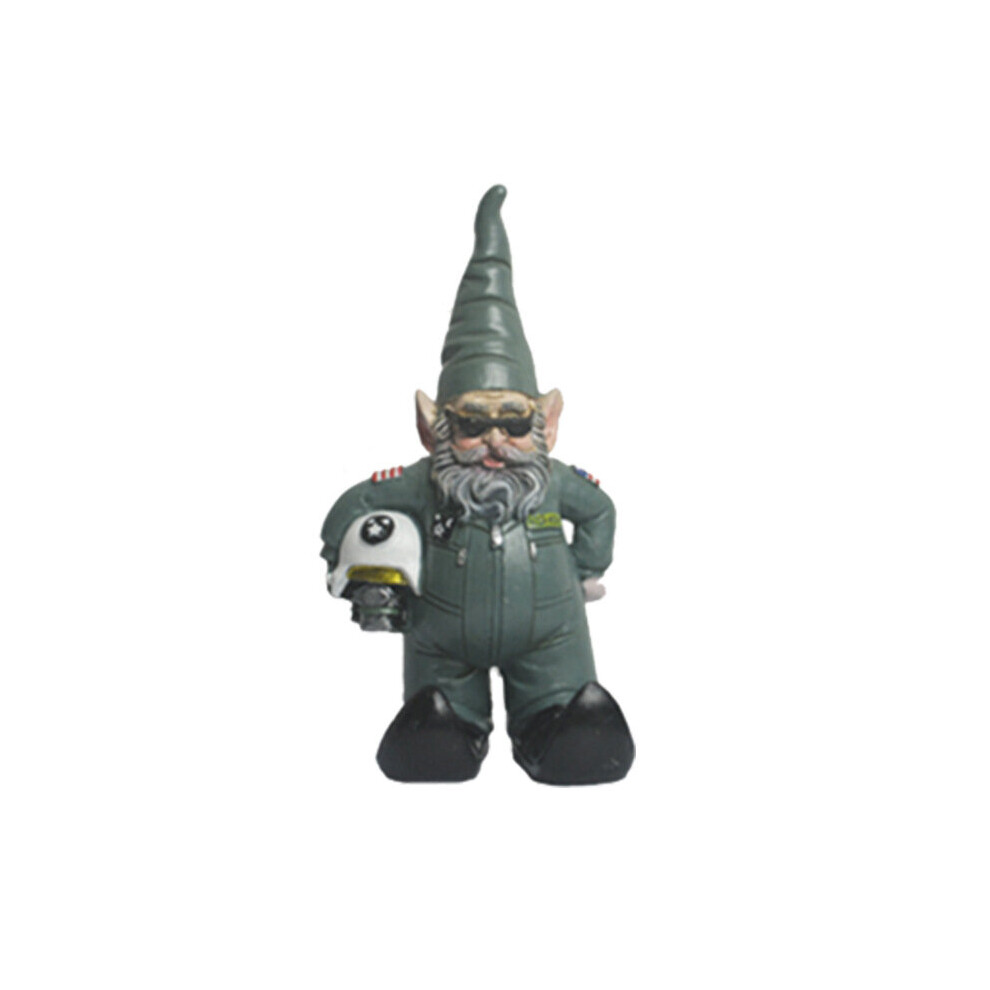 (Pilot) Gnome Statue Elf Dwarf Nurse Pilot Resin Artifact Garden Decor Figurine Ornament