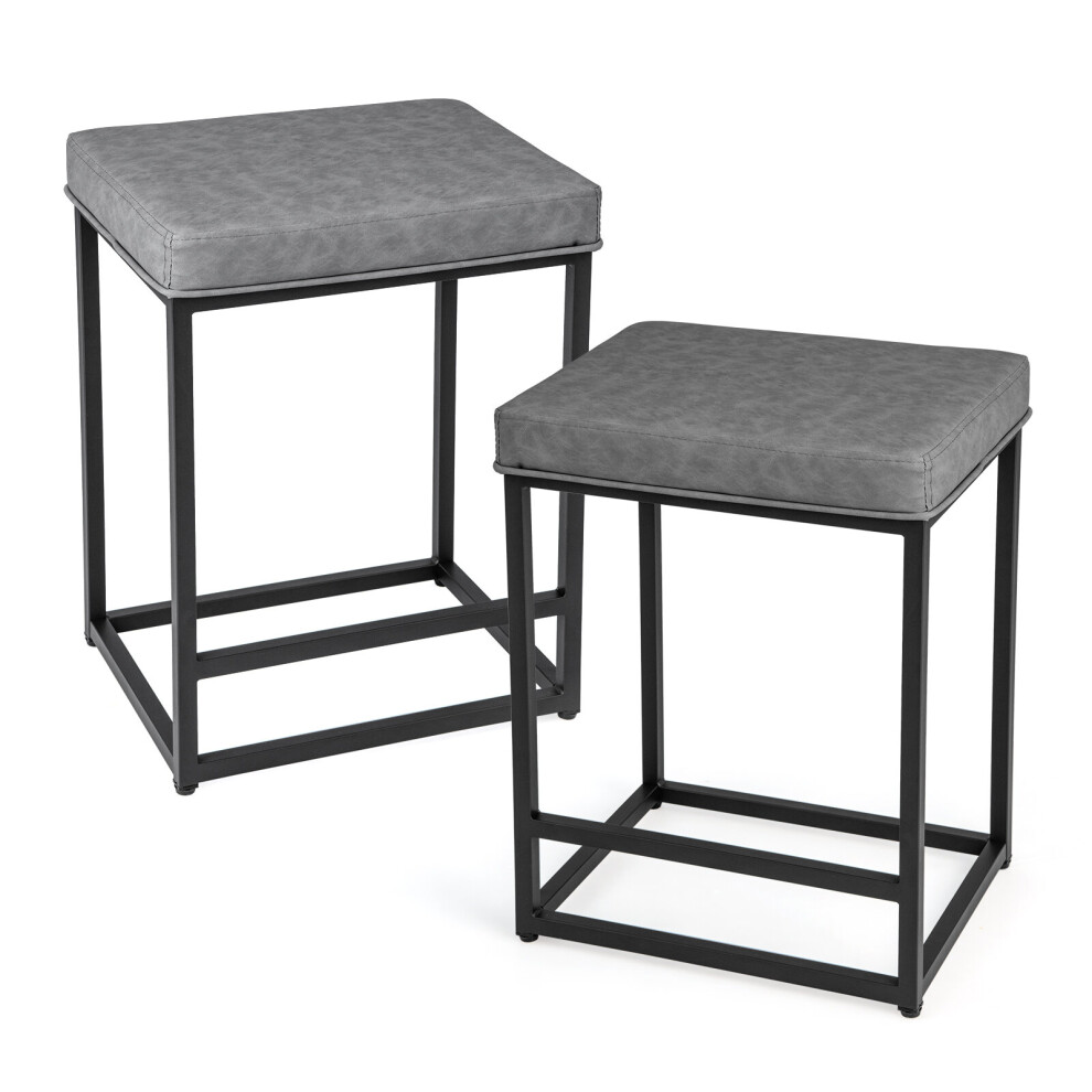 60cm Counter Height Stools Barstool Set of 2 Modern Square Pub Stools