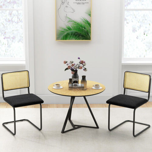 Costway Rattan Dining Chairs Set of 2 Upholstered Side Chairs Modern Chairs 2