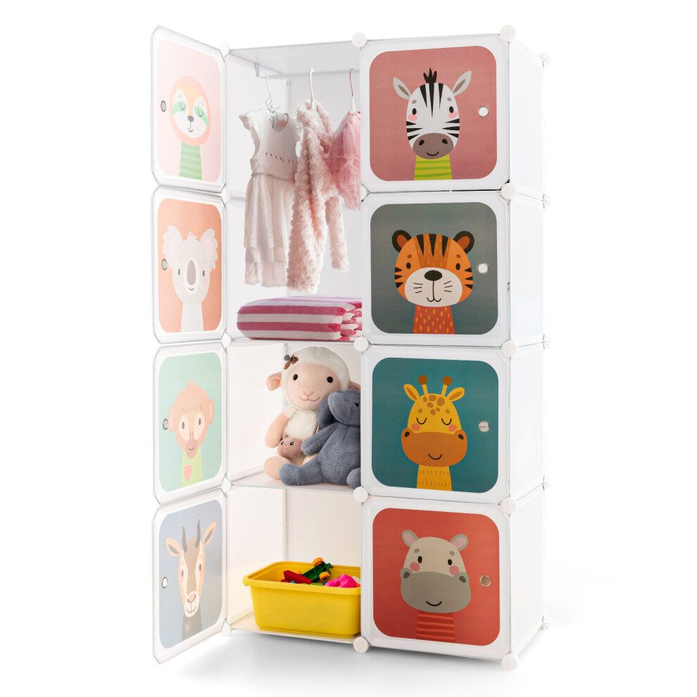 Cute Carton Dresser Children's Storage Organizer 8-Cube Baby Closet