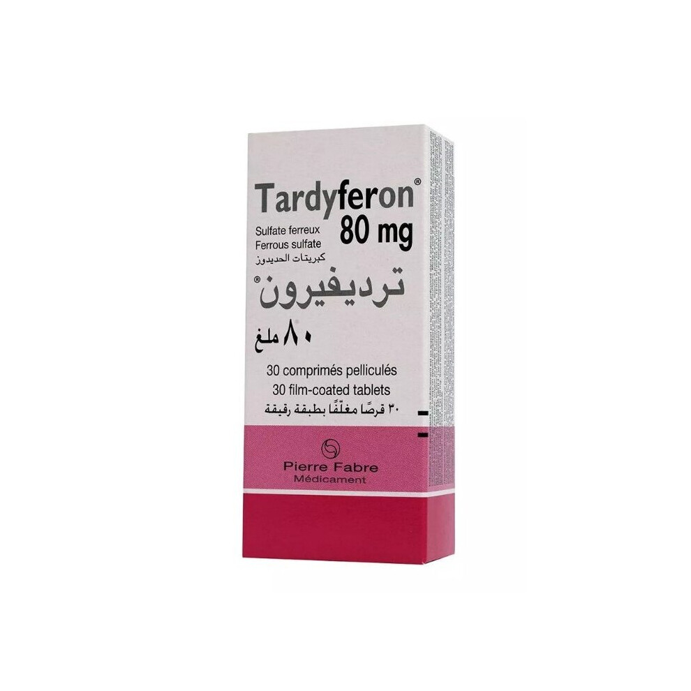 Tardyferon 80 mg Tablets Iron Dietary Supplement, For anemia and Iron 30's