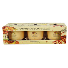 Yankee Candle Set x 3 Scented Tealights Gift Pack Soy Wax Votive Autumn Sunset