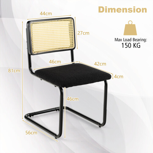 Costway Rattan Dining Chairs Set of 2 Upholstered Side Chairs Modern Chairs 1