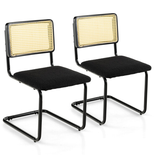 Costway Rattan Dining Chairs Set of 2 Upholstered Side Chairs Modern Chairs