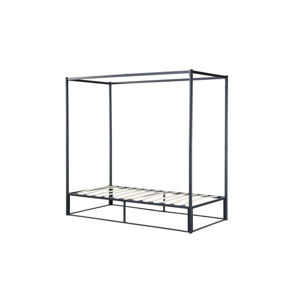 Black 4 Poster Bed Frame Metal Birlea Farringdon Canopy Bed 3FT Single 90cm