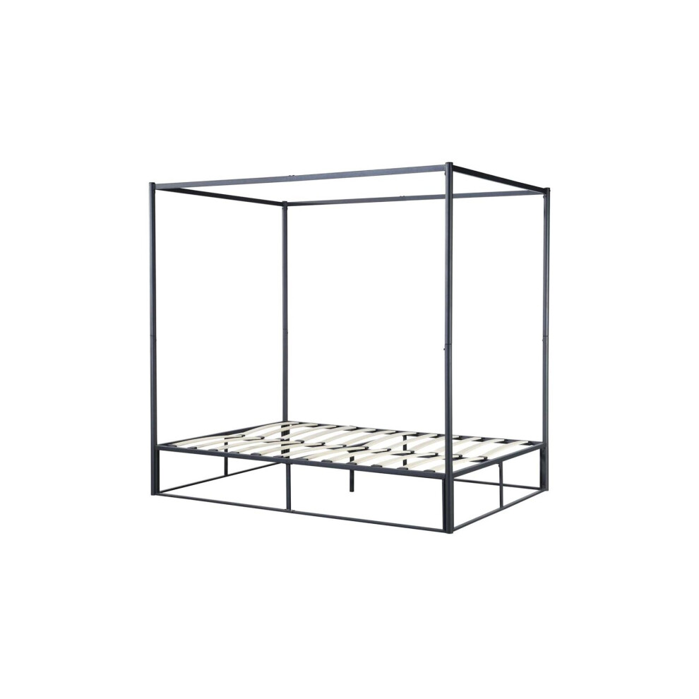 Black 4 Poster Bed Frame Metal Birlea Farringdon Canopy Bed 4FT Small Double