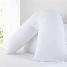 (Duck Feather V Pillow) Extra Filled V Shaped Pillow Head Neck & Back Support Duck Feather & Hollow Fiber Hotel Quality V Pillow