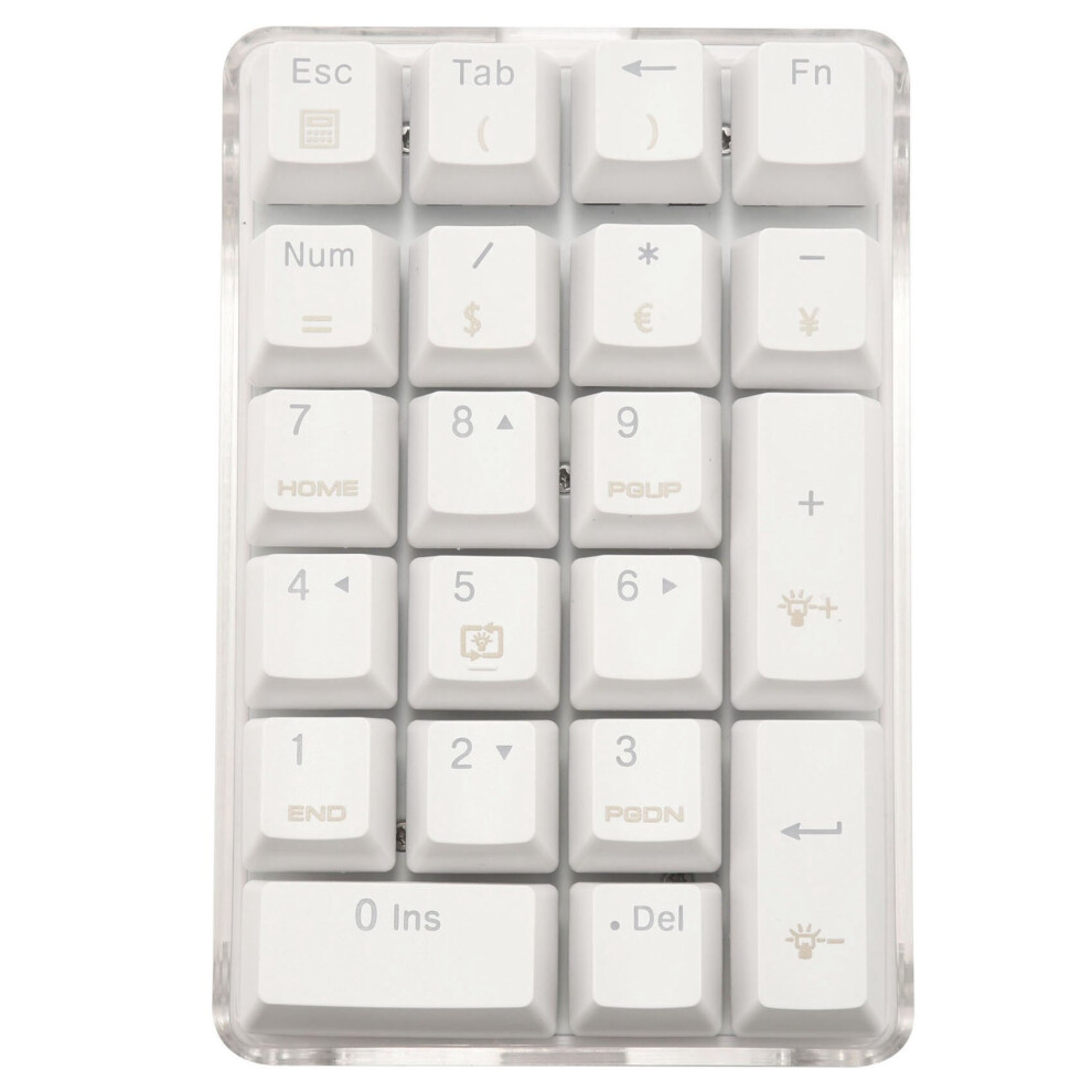 21 Keys White Backlit Mechanical Numeric Keypad Numpad with Cherry Blue Switches for Notebook Desktop PC