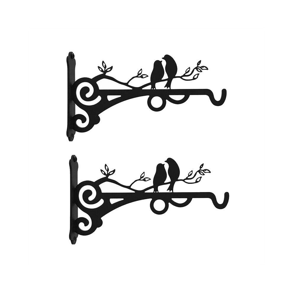 Tlily Metal Hanging Basket Hooks Solid With Screws Outdoor Plant Bracket Hook Plants Lantern 2Pcs Black