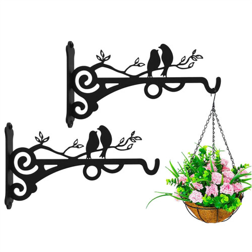 Metal Hanging Basket Hooks Solid with Screws Outdoor Plant Bracket Hook Plants Lantern 2Pcs 2