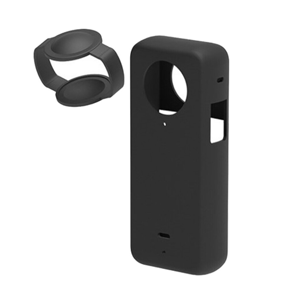 Silicone Case for Insta 360 X3 Panoramic Action Camera Dustproof Silicone Protective Case Anti-Drop Case(Black)