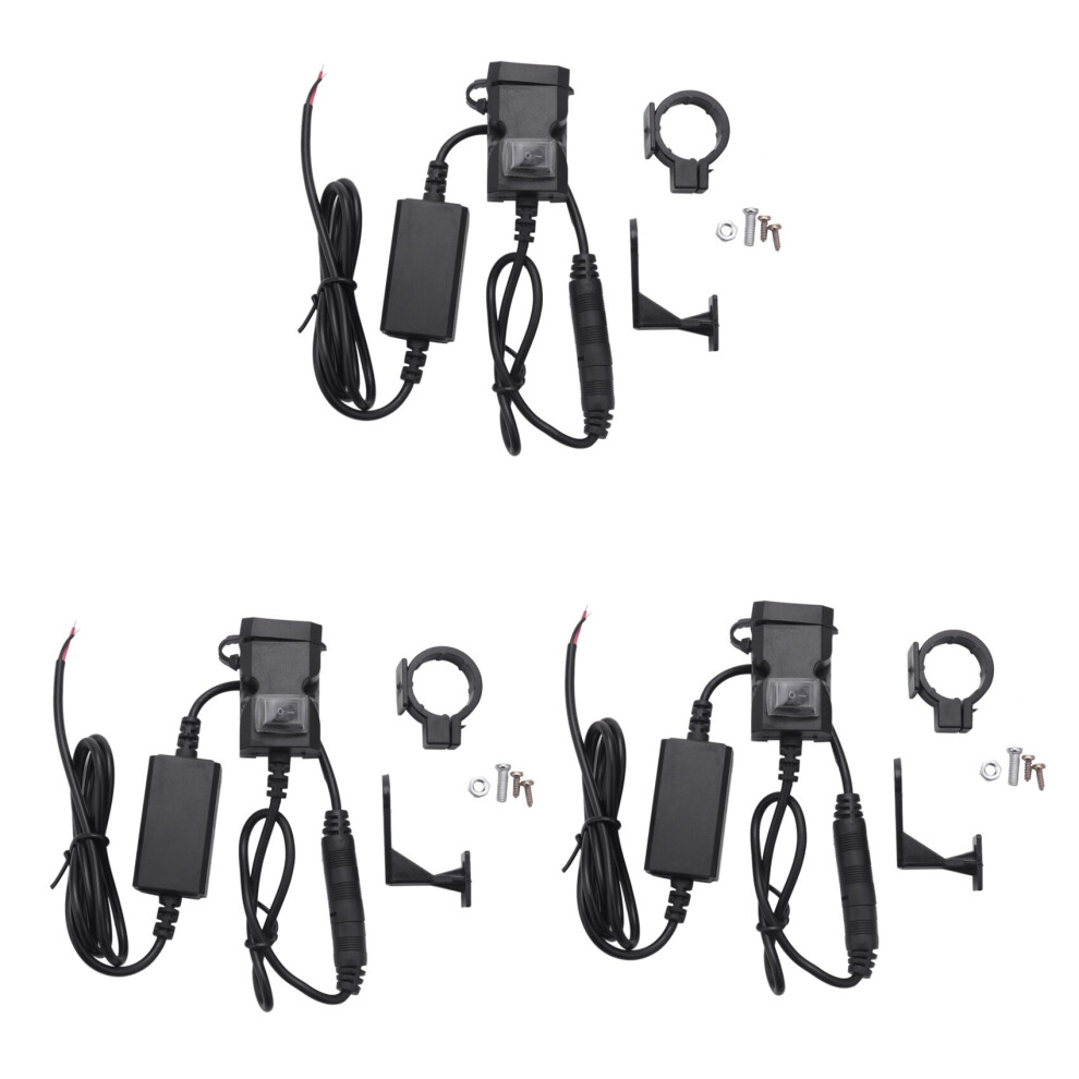 3X 12V Waterproof Motorbike Motorcycle Dual-Usb Charger Power Socket Adapter Outlet 4762527005819