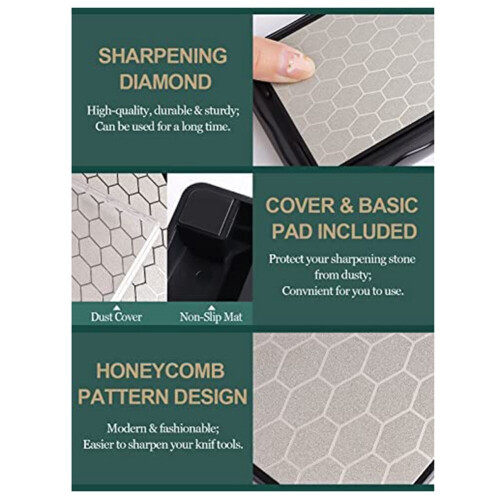 Double-Sided Diamond Sharpening Stone,Whetstone Honeycomb Surface Plate with Non- Base(400/1000 Grit) 1