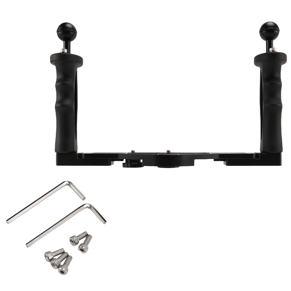 Dual Handheld Stabilizer Diving Underwater Camera Housings Tray/Grip Waterproof With Double Handle For Dome Port Waterproof Case 4762527019953