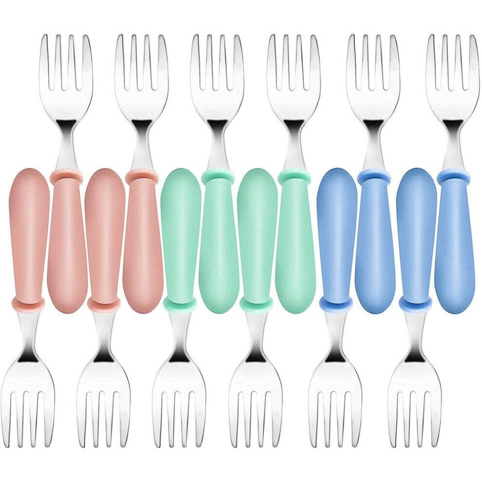 Tlily 12Pcs Toddler Forks Toddler Utensils,Stainless Steel Baby Forks,Kids Silverware Children's Cutlery Set For Self Feeding