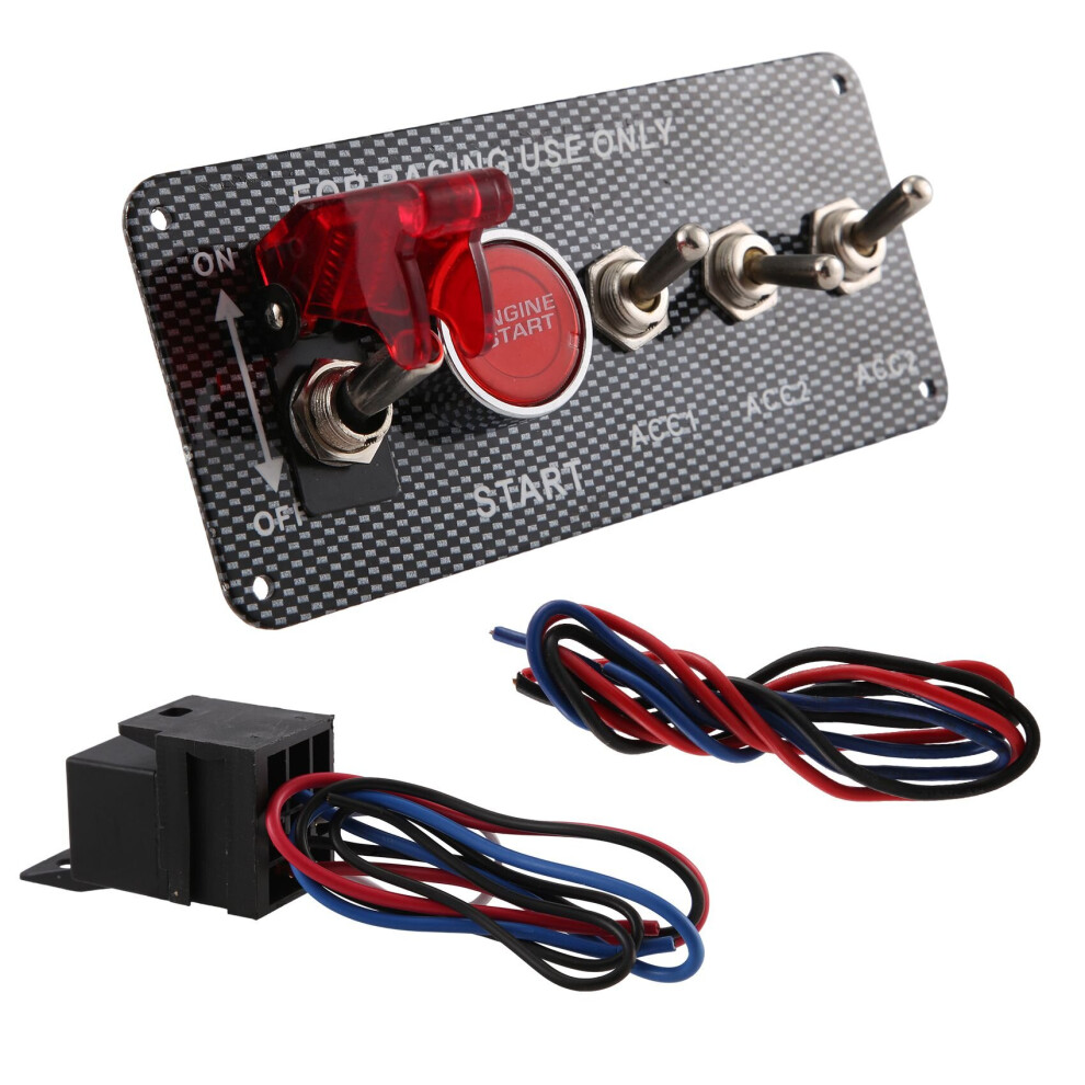 12V Car Ignition Switch Engine Start Push Button 3 Toggle Panel Red 4762527083145