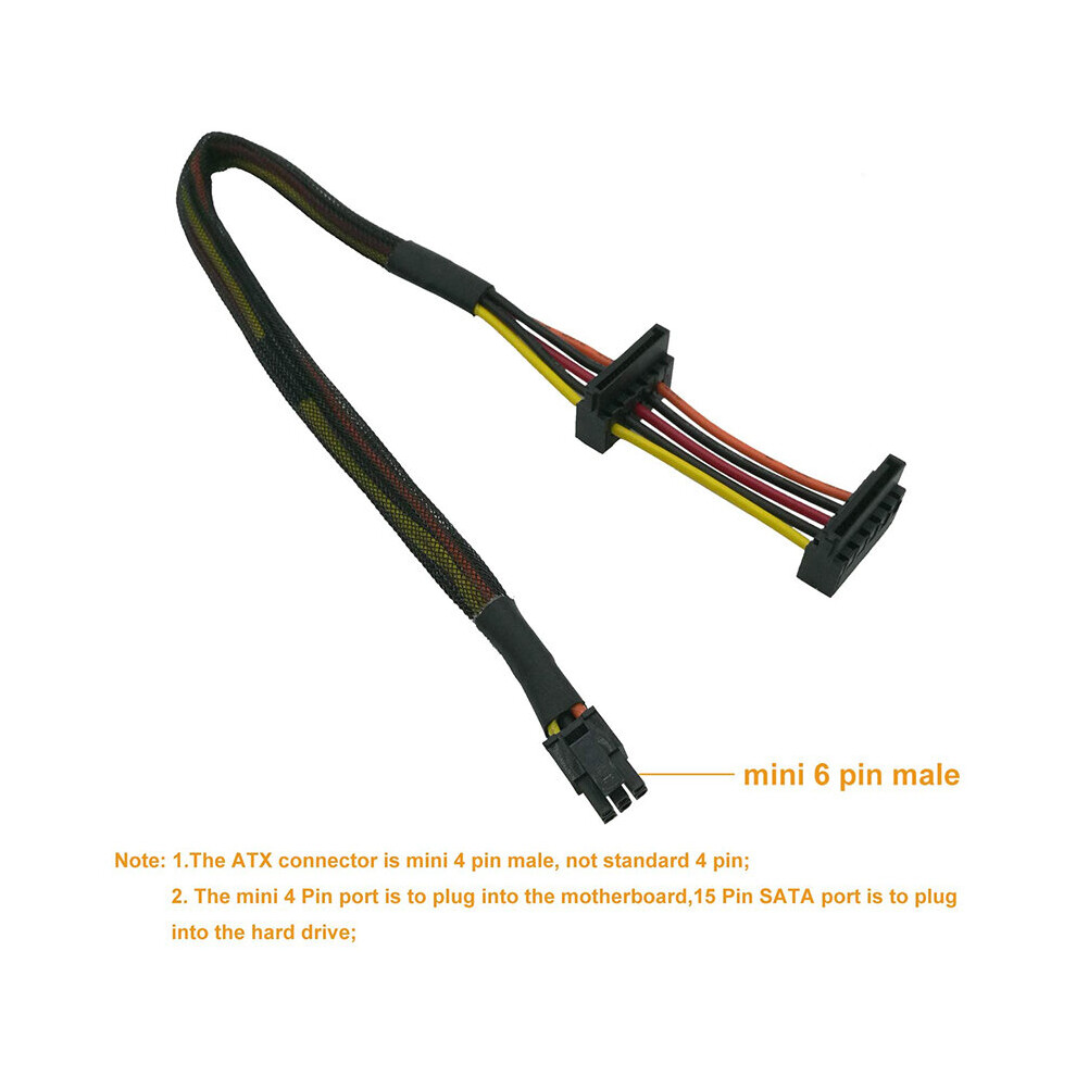 HDD SATA Power Cable Right-Angle SATA 15 Pin X2 to Mini Pin ATX