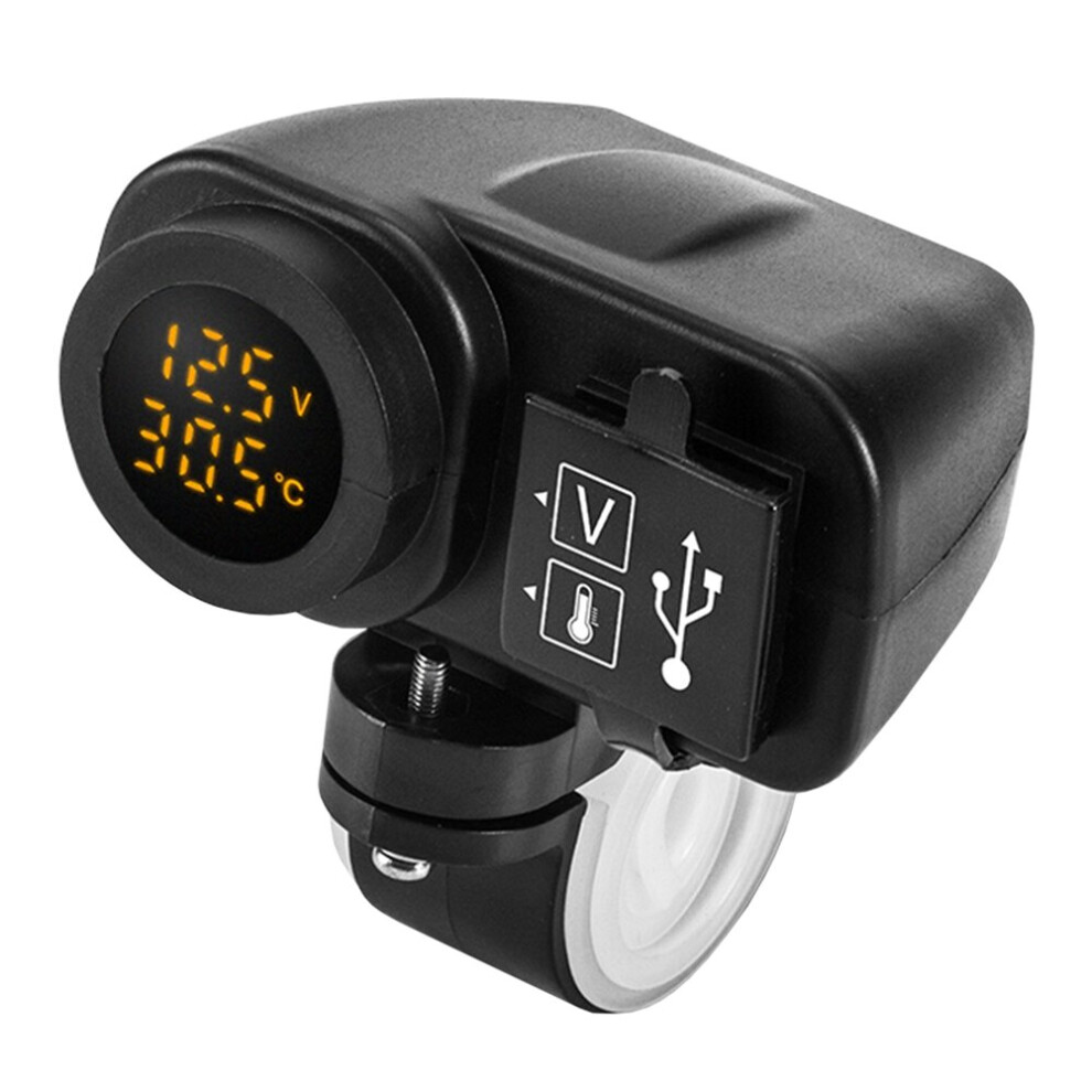 Motorcycle Charging Qc3.0 Digital Display Dual Usb Phone Fast Charger Voltmeter Thermometer Phone Charger Socket 4762527003983