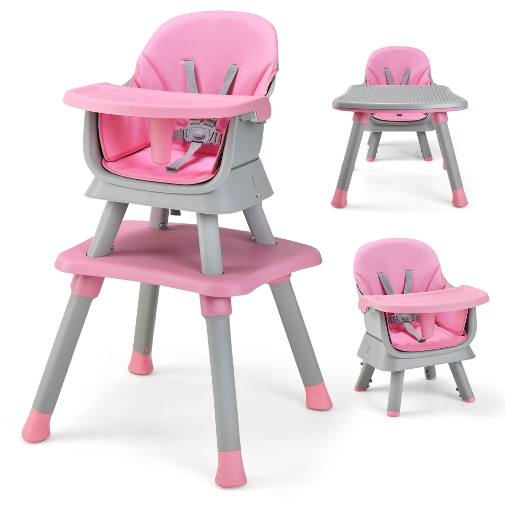 6-in-1 Baby High Chair Convertible Infant Feeding Chair Kids Table Set