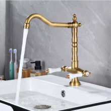 (Antique Brushed) Kitchen Sink Mixer tap Black Swivel spout Brass Basin Double Handle Cold and hot Water bristain Mixer Faucet with UK Standard Fittings