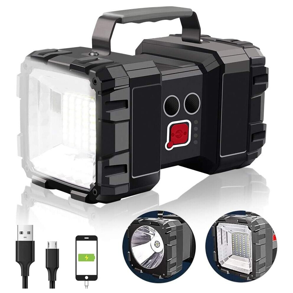 Rechargeable Flashlight, LED Spotlight Flashlight 10000 Capacity 1200LM 20h Ultra-Long Standby 3+4 Lights Modes Camping Flashlight Waterproof with
