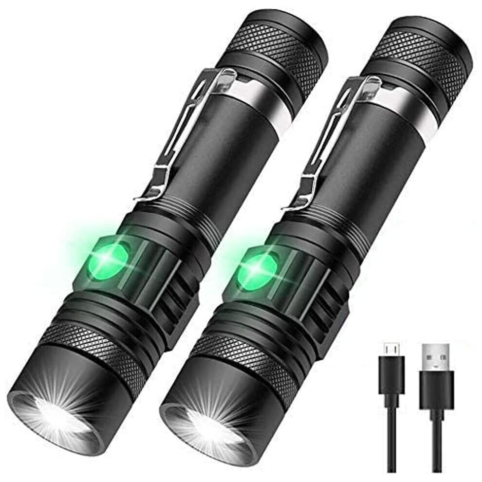 LED Tactical Flashlight Rechargeable, IPX6 Waterproof Flashlight, 1200lm, Super Bright LED, Zoomable, Pocket-Size Small LED Flashlight for Hiking,