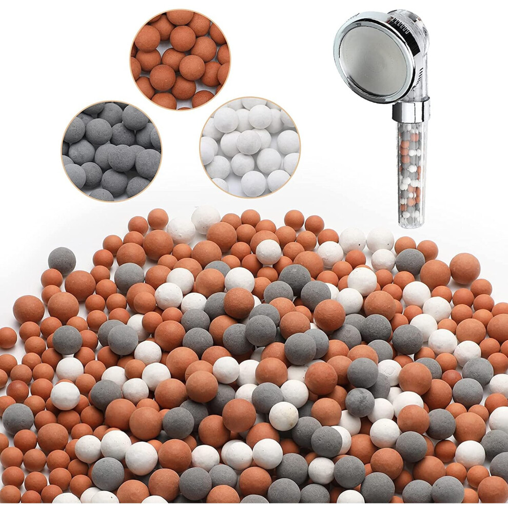 Replacement Anion Mineral Bead Stone Ball, 3 Bag Purifying Water Mineral Stone Bead, Filtration Stone Bead Ball for Filtered Shower Head, Orange